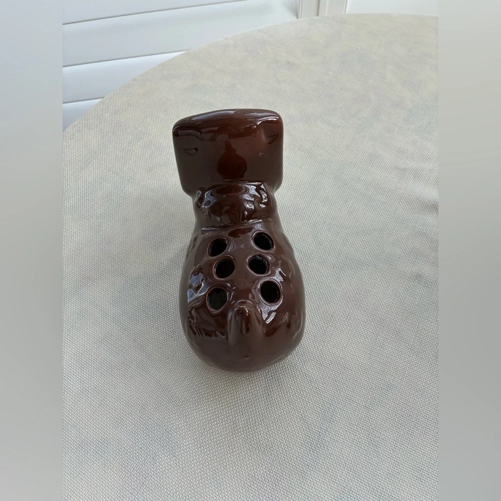 Vintage House Hippo Brown Ceramic 6 Slot Pen Toothbrush Brush Caddy unique